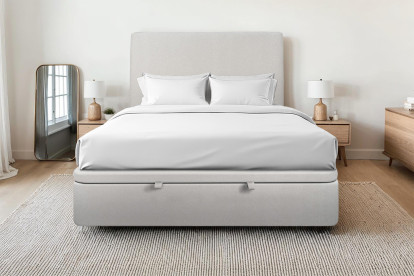 Sommier Coffre 140x190 cm - Velours - Gris clair