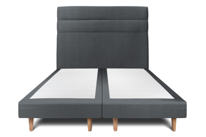 Lit 2x 100x200 cm - Sommier tapissier H29 cm + tête de lit à lignes - Tissu Velours Gris Anthracite