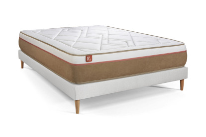 Ensemble Matelas Sommier 140x190 cm - Sommier Blanc (déjà monté) - Le Soyeux
