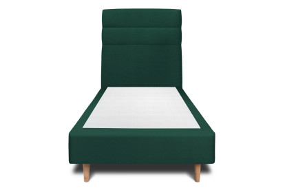Lit 90x200 cm - Sommier tapissier H35 cm + tête de lit à lignes - Tissu Velours Vert