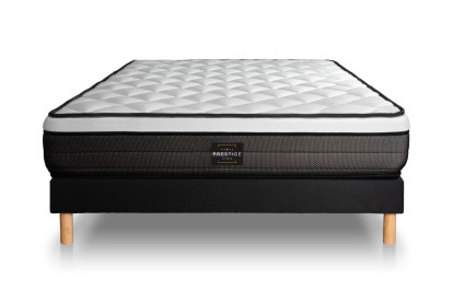 Ensemble Matelas Sommier 140x190 cm - Sommier Noir (déjà monté) - Suite