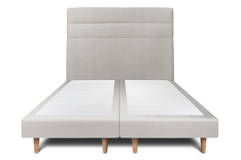 Lit 2x100x200 cm avec Tête de lit à lignes - Tissu Velours