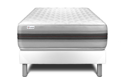 Ensemble Matelas Sommier 90x200 cm - Sommier Blanc (en kit) - Vitalmemo Back