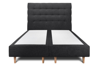 Lit 2x80x200 cm avec Tête de lit capitonnée - Tissu Toile natté