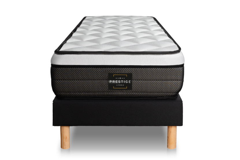 Ensemble Matelas Sommier 80x190 cm - Sommier Noir (déjà monté) - Suite