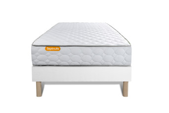 Ensemble Matelas Sommier 90x200 cm - Sommier Blanc (déjà monté) - Memo