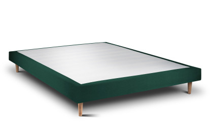 Lit 150x190 cm - Sommier tapissier H29 cm + tête de lit tapissée - Tissu Velours Vert