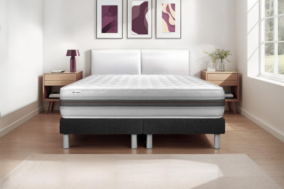 Ensemble Matelas Sommier 160x200 cm - 2 Sommiers Noir - Vitalmemo Back