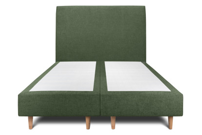 Lit 2x 100x200 cm - Sommier tapissier H35 cm + tête de lit tapissée - Tissu Toile natté Vert Kaki