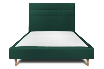 Lit 135x190 cm - Sommier tapissier H35 cm + tête de lit à lignes - Tissu Velours Vert