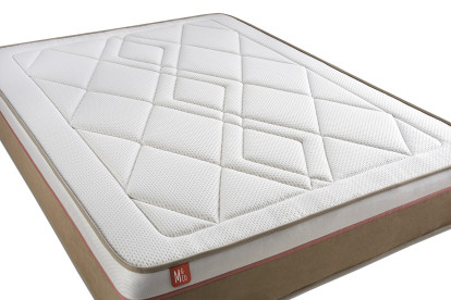 Pack lit complet 200x200 cm - Matelas + Sommier Blanc (en kit) + 2 oreillers + Couette - Le Soyeux