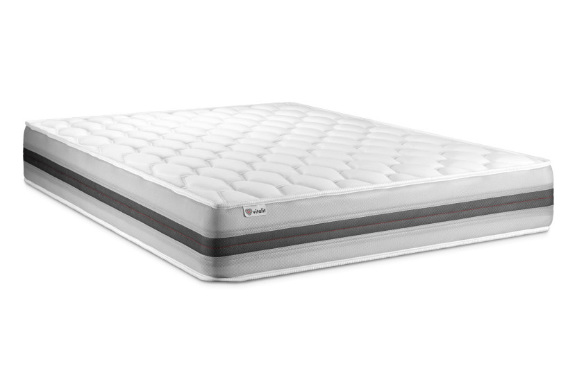Ensemble Matelas Sommier 200x200 cm - 2 Sommiers Gris - Vitalspring Recover