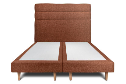 Lit 2x 80x200 cm - Sommier tapissier H29 cm + tête de lit à lignes - Tissu Bouclette Terracotta