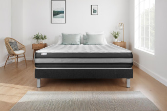 Ensemble Matelas Sommier 160x200 cm - Sommier Noir (en kit) - Vitalspring Zen