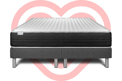 Ensemble Matelas Sommier 160x200 cm - 2 Sommiers Gris - Vitalmemo One