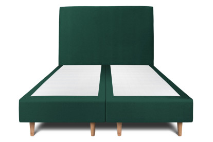 Lit 2x 80x200 cm - Sommier tapissier H35 cm + tête de lit tapissée - Tissu Velours Vert