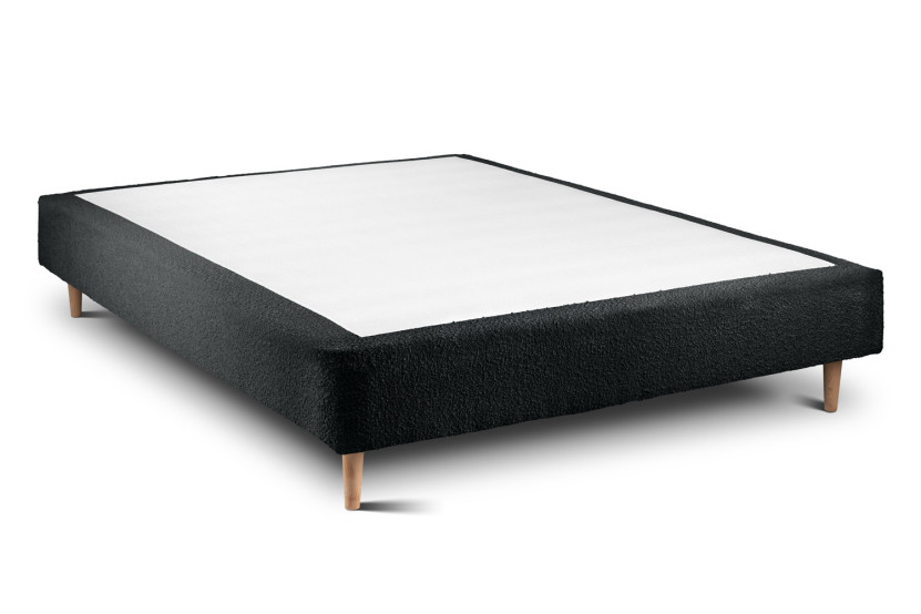 Lit 150x200 cm avec Tête de lit capitonnée - Tissu Bouclette