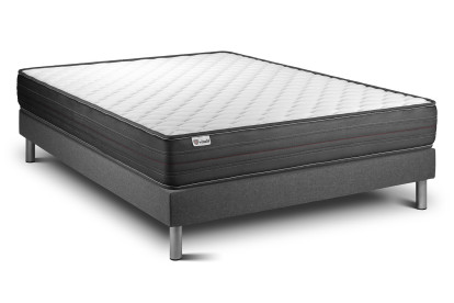 Ensemble Matelas Sommier 160x200 cm - Sommier Gris (en kit) - Vitalpower