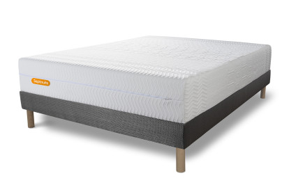 Ensemble Matelas Sommier 140x200 cm - Sommier Gris (déjà monté) - Memo Bio
