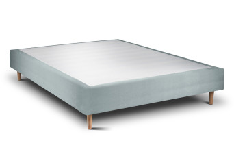 Lit 160x200 cm - Sommier tapissier H35 cm + tête de lit capitonnée - Tissu Velours Gris Bleuté