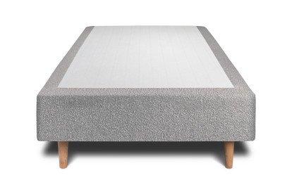 Lit 90x190 cm - Sommier tapissier H35 cm + tête de lit capitonnée - Tissu Bouclette Gris