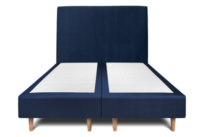 Lit 2x 100x200 cm - Sommier tapissier H35 cm + tête de lit tapissée - Tissu Velours Bleu Océan