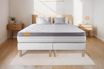 Ensemble Matelas Sommier 180x200 cm - 2 Sommiers Blanc - Memo Zen