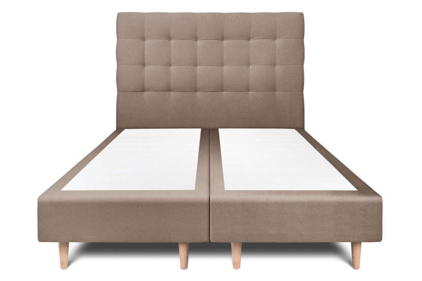 Lit 2x80x200 cm avec Tête de lit capitonnée - Tissu Velours