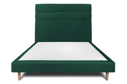 Lit 160x200 cm - Sommier tapissier H29 cm + tête de lit à lignes - Tissu Velours Vert