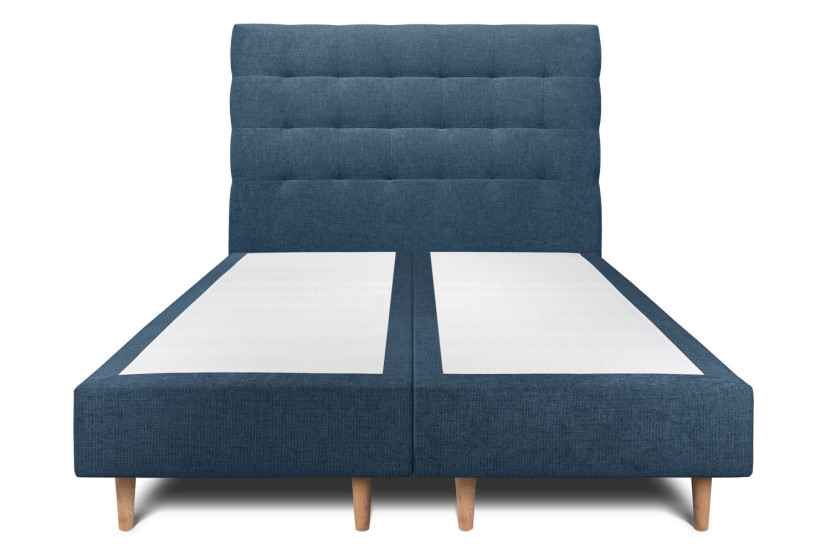Lit 2x100x200 cm avec Tête de lit capitonnée - Tissu Toile natté