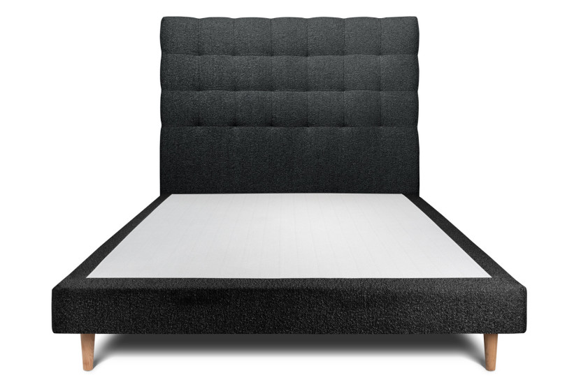 Lit 160x200 cm avec Tête de lit capitonnée - Tissu Bouclette
