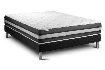 Ensemble Matelas Sommier 160x200 cm - Sommier Noir (en kit) - Vitalspring Zen