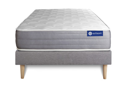 Ensemble Matelas Sommier 90x190 cm - Sommier Gris (en kit) - Actimemo Dream