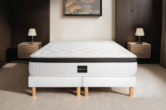 Ensemble Matelas Sommier 200x200 cm - 2 Sommiers Blancs (déjà monté) - Privilège