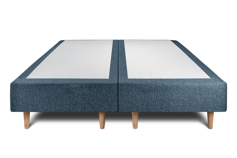 Lit 2x100x200 cm avec Tête de lit capitonnée - Tissu Bouclette