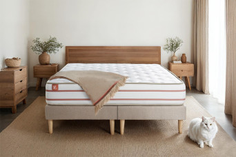 Ensemble Matelas Sommier 200x200 cm - 2 Sommiers Beige - Le Doux