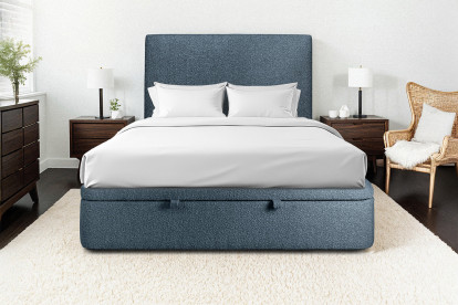 Sommier Coffre 180x200 cm - Bouclette - Bleu