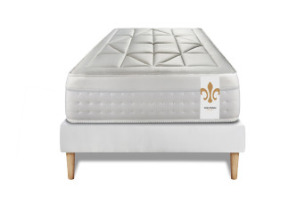 Ensemble Matelas Sommier 90x190 cm - Sommier Blanc (déjà monté) - Vingt-Huit