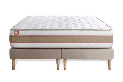 Pack lit complet 180x200 cm - Matelas + 2 Sommiers Beiges + 2 oreillers + Couette - Le Délicat