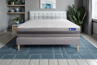 Ensemble Matelas Sommier 140x200 cm - Sommier Gris (en kit) - Actiflex Relax
