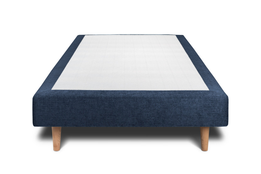 Lit 90x190 cm avec Tête de lit tapissée - Tissu Toile natté
