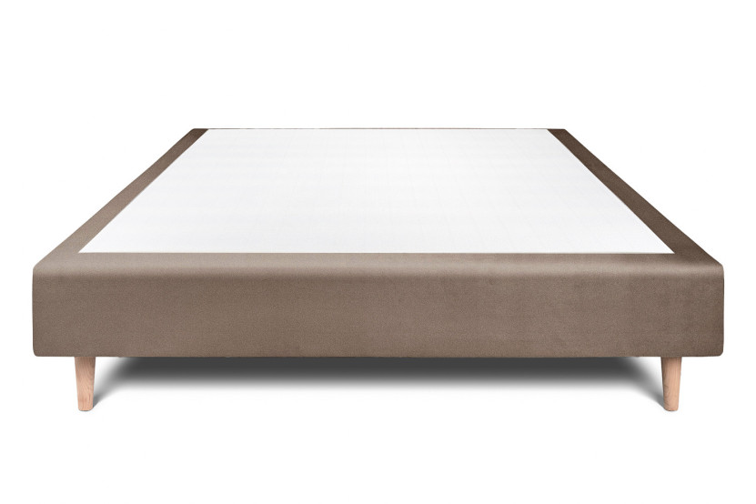 Sommier Tapissier 135x190 cm (déjà monté) - Velours - Taupe
