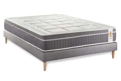 Ensemble Matelas Sommier 200x200 cm - Sommier Gris (en kit) - Trente