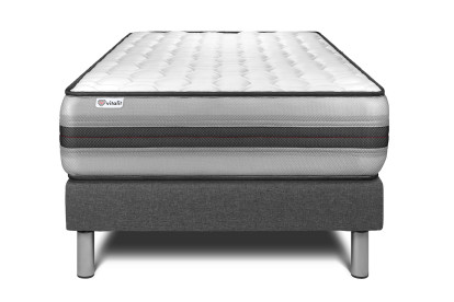 Ensemble Matelas Sommier 90x200 cm - Sommier Gris (en kit) - Vitalpower Recover