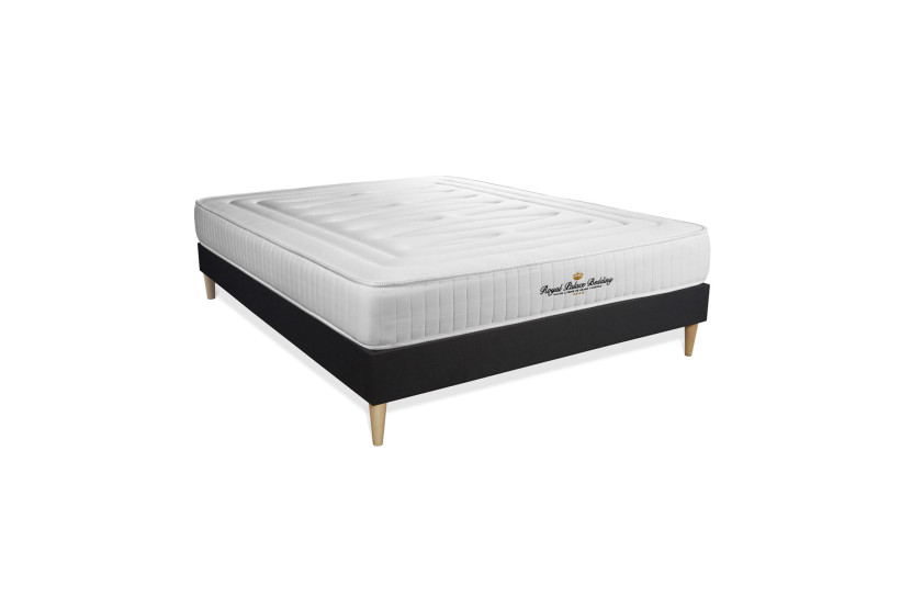 Ensemble Matelas Sommier 140x190 cm - Sommier Noir (déjà monté) - Nottingham