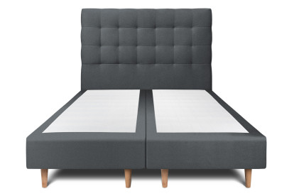 Lit 2x 80x200 cm - Sommier tapissier H35 cm + tête de lit capitonnée - Tissu Velours Gris Anthracite