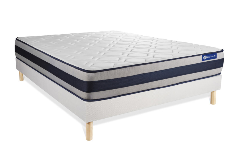 Ensemble Matelas Sommier 120x190 cm - Sommier Blanc (en kit) - Actiflex Ergo