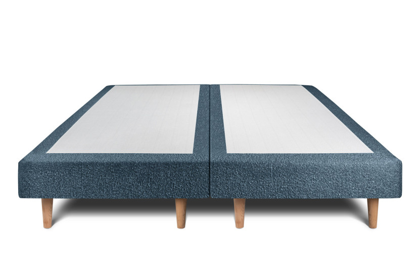 Lit 2x100x200 cm avec Tête de lit à lignes - Tissu Bouclette