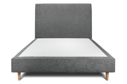 Lit 150x200 cm - Sommier tapissier H35 cm + tête de lit tapissée - Tissu Toile natté Gris Anthracite