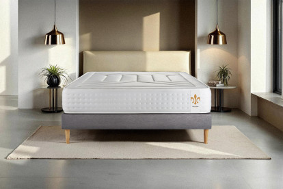 Ensemble Matelas Sommier 160x200 cm - Sommier Gris (déjà monté) - Vingt-Quatre
